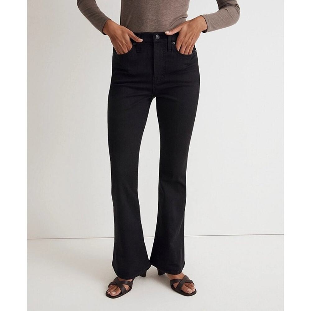 Madewell High Rise Skinny Flare Jeans Starkey Wash Black Stretch Size 31